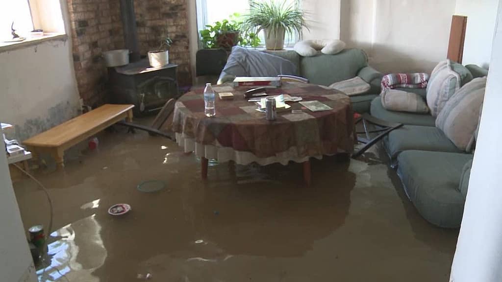 Flood damage inside a home