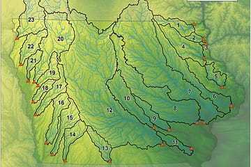 Iowa stream sites and watersheds evaluated in this study