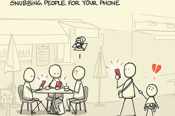 Cartoon illustration of phubbing