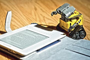 Robot reading from a computer tablet
