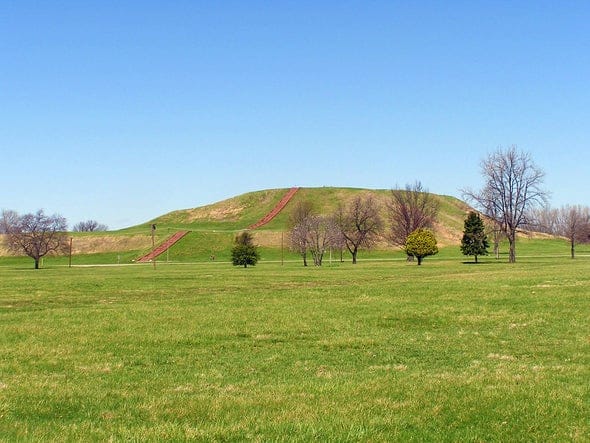 Remnants of the ancient city of Cahokia, in what's now southern Illinois.