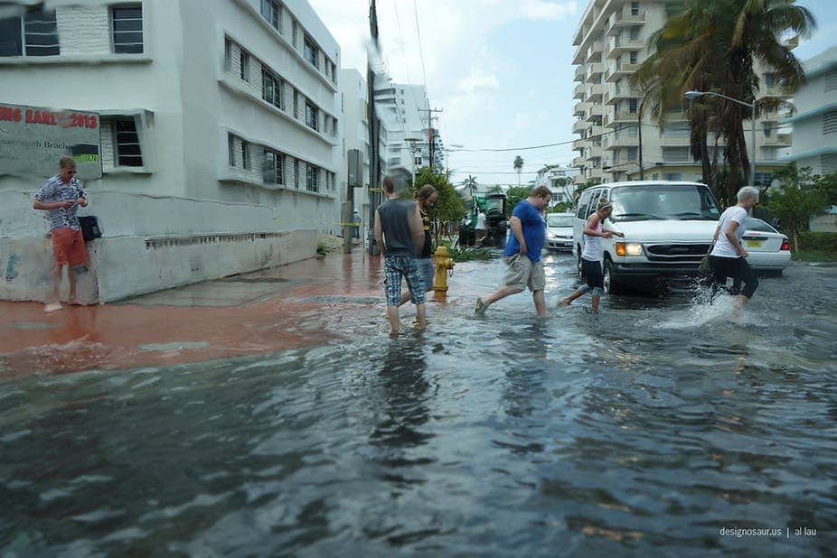 Rising sea levels and flooding in Miami, Florida, USA